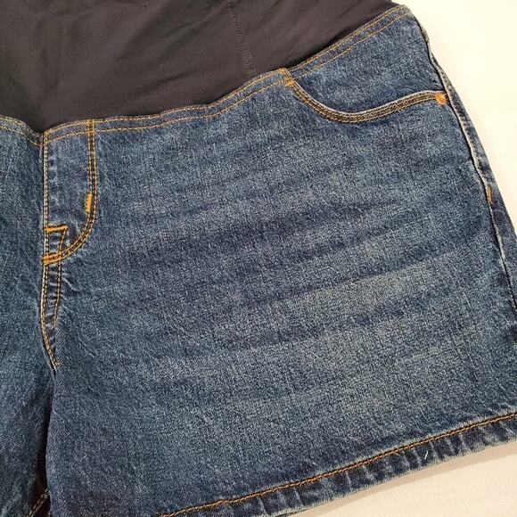 Isabel Maternity Shorts Womens Size 14 Blue Denim Midi Short Stretch Medium Wash - Picture 3 of 10